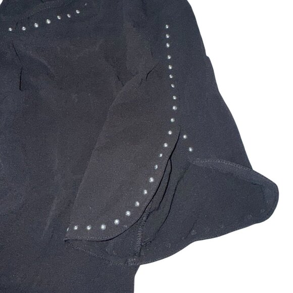 Tahari Black Short Sleeve Blouse With Studded Details Size Small - Picture 4 of 7